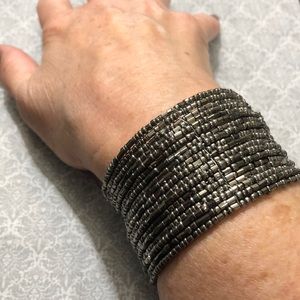 NWOT Charcoal Gray Beaded Cuff Bracelet!!